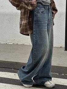 DAZY 青少年女孩日常穿着牛仔裤 - 藍色 - 查看 2