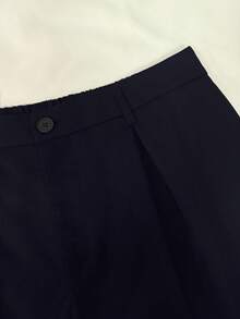 EMERY ROSE 大码百褶百搭办公裤 - 藍色 - 查看 4