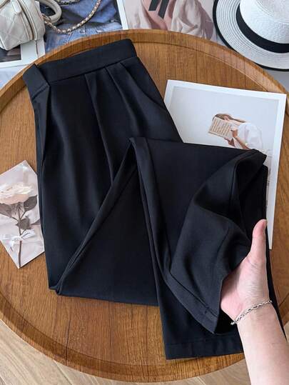 SHEIN Clasi Plus Size Suit Trousers With Inserted Pockets Graduation,Back To School,Teacher Outfits For Women Winter Fall Autumn