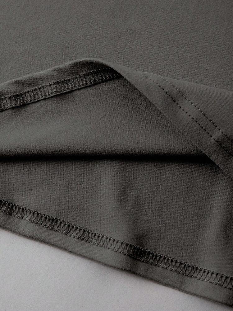 EMERY ROSE 女士休闲宽松短袖圆领T恤，夏季 - 深灰色 - 查看 4