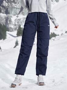 In My Nature 女式字母印花抽绳腰部褶皱口袋户外裤 - 藏蓝色 - 查看 10