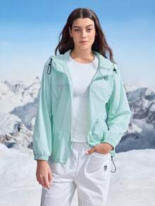 In My Nature Chaqueta casual con capucha con cordón y cremallera para mujer