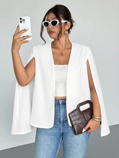 Firerie Áo khoác đen cỡ lớn Prive Elegant Romantic Blazer
