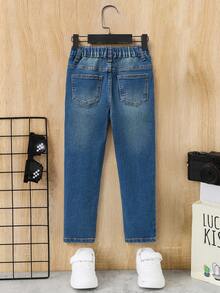 SHEIN Young Boy Ripped Frayed Washed Grey Denim Jeans,For Spring And Summer Young Boy - Medium Wash - View 2