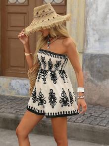 Brillora 女士复古印花抹胸度假连体衣 - 彩色 - 查看 7