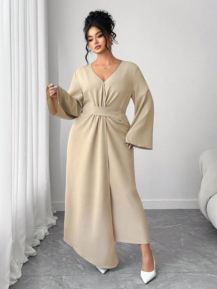 plus size asymmetrical maxi dress Elenzga Women V-Neck Waist Cinched Ruffle Flare Sleeve and special events throughout agegroup_adult Women's American Flag Overall Colour:Light Blue