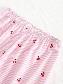 Genkimix Kids 女童蓝灰色樱桃印花长袖上衣和罗纹休闲裤家居服套装 - 彩色 - 查看 4