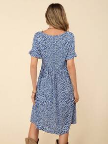 Coeurva 碎花荷葉袖洋裝