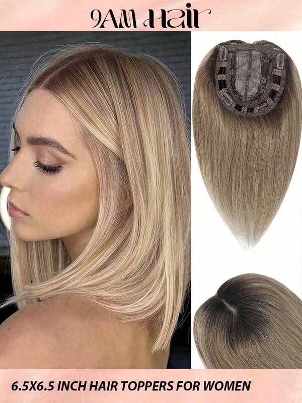 Human Hair Toppers,Hair Toppers For Women 100% Human Hair,Hair Toppers For Women With Thin Hair,Ombre Blone Color