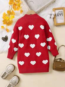 Emery Rose Kids Emery Rose Kids 少女红色心形可爱毛衣连衣裙，日常休闲艺术花朵长袖毛衣连衣裙，花朵连衣裙，舒适连衣裙，毛衣连衣裙，长袖连衣裙，可爱花朵，可爱日常，适合秋冬季日常穿着，新年、圣诞节、情人节、万圣节、派对、婚礼、秋冬心形连衣裙，女童毛衣连衣裙，红色毛衣，女童服装，红色，红白可爱青少年毛衣，可爱少女心形图案套头毛衣连衣裙 - 米色 - 查看 3