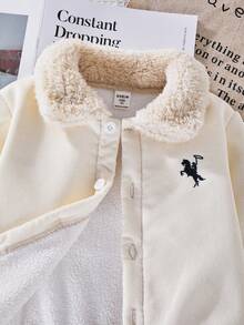 SHEIN Explorewe Chaqueta casual con cuello vuelto, botones delanteros y forro térmico para niña, otoño/invierno - Albaricoque - Ver 5