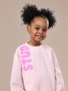 SUMWON Girls Two Piece Sweatshirt Sweatpants Wear Set Cozy Matching Winter Casual Streetwear Drawstring Elastic Ankle Kids Fashion Outfit - Baby Pink - View 5