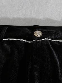 GlowEve Women's Elegant Everyday Commute Generous Black Velvet Pants