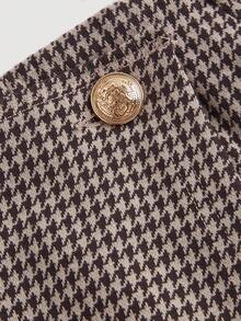SHEIN MOD Jupe portefeuille casual à carreaux pied-de-poule grande taille, jupe rétro pour fête de Noël, jupe marron, automne, Thanksgiving, jupe en tweed/hiver