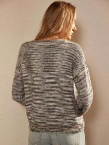 Écloséra Suéter casual vintage de hombros caídos con efecto ombré, otoño/invierno - Multicolor - Ver 2