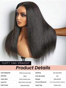 巴西雅基直发假发 13x4 蕾丝闭合真人发质假发，适合女士，自然色浅雅基直发，180% 密度透明蕾丝闭合假发，适合女士，预拔雷米头发 - SNatural - 查看 5