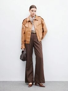 CUCCOO BIZCHIC 女士时尚黑色露跟尖头粗中跟高跟鞋，经典简约设计，适合通勤、约会、派对、度假、婚礼 - 咖啡棕 - 查看 10