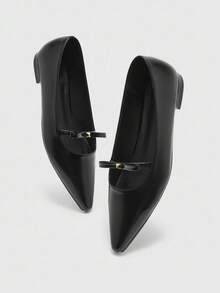 CUCCOO BIZCHIC Giày cao gót đế thấp mũi nhọn màu đen kiểu Pháp mới thoải mái, đa năng dành cho nữ - màu đen - Xem 9