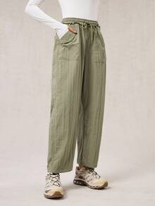 OutZeal Pantalones de mujer resistentes al agua con volantes, cintura con cordón y bolsillos para senderismo y camping en otoño e invierno