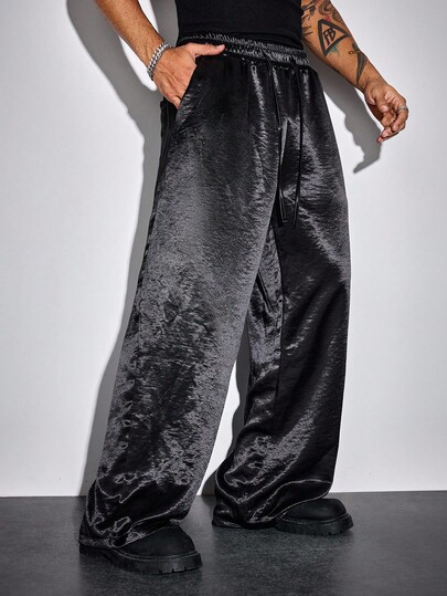 Street Life Pantalones de traje casuales y brillantes de estilo streetwear para hombre, otoño