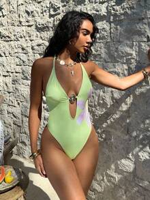 Swim SXY Đồ bơi một mảnh hở lưng in họa tiết hoa đi biển dành cho nữ - Nhiều màu - Xem 6