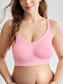 BloomMama Plus Size Seamless Nursing Bra, Casual & Minimalist Design, Suitable For Pregnancy And Postpartum