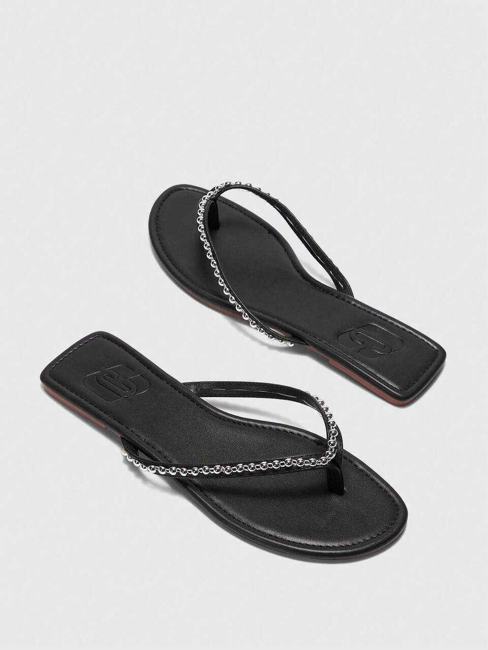 CUCCOO BIZCHIC Women's Outdoor Casual Fashion Versatile Black PU Flat Flip Flops, Comfortable For Leisure, Beach, Vacation