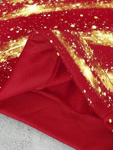 Manfinity Homme Men's Christmas Red Hooded Sweatshirt, Christmas Tree Sweatshirt, Couple Sweatshirt - Multicolor - View 6