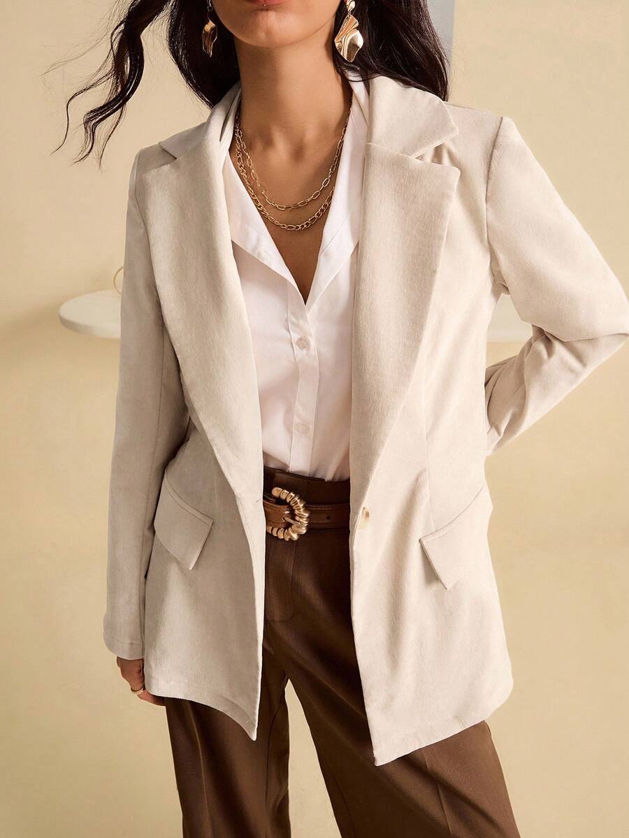 Lyxana Women's Fashionable Elegant Casual Belted Jacket - White - View 1
