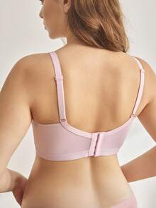 1pc Lavender Floral Lace Sheer Plus Size Maternity & Nursing Bra, Soft & Comfortable, Minimalist Design For Everyday Wear