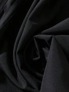 Lacomfia 女式立领褶皱长袖系腰优雅百搭时尚纯色加大码衬衫 - 黑色 - 查看 3