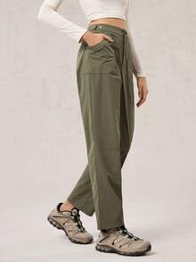 OutZeal 女士防水弹力可调节腰带贴袋户外裤，适合徒步露营，秋冬季穿着 - 綠色 - 查看 10