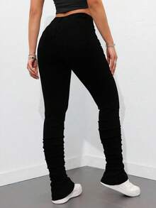 SHEIN ICON Plus Size Women Spring High Waist Skinny Personalized Fashion Jeans - Black - View 2