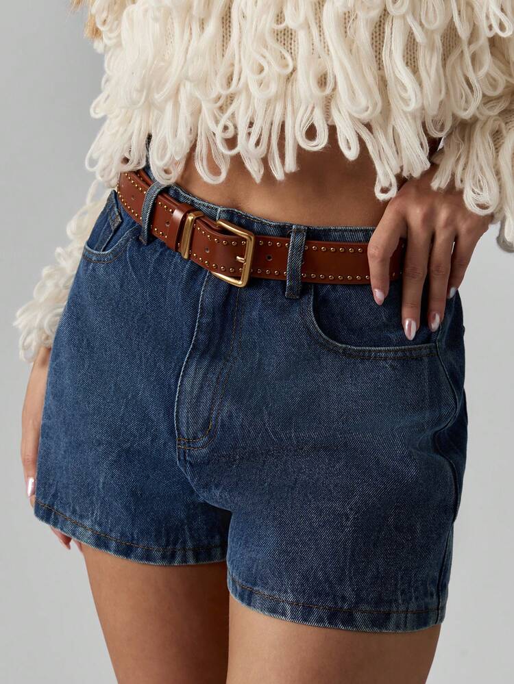 MISSGUIDED Studded Leather Belt With Square Buckle