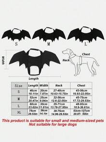 1PC Felt Pet Costume Halloween Black Bat Demon Wings Straps Vest For Medium Large Dogs Cats Funny Scary Party Festival Photo Props Pet Supplies - Black - View 2