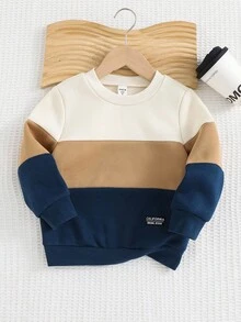Cozy Pixies Felpa girocollo a maniche lunghe con colori a contrasto per bambino, versatile e confortevole in autunno/inverno