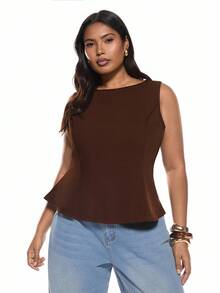 Solavibe Plus Size Minimalist Elegant Black Summer Cinched Waist Camisole And Tank Top,Business Casual Woman Brown Top Women,Back To School