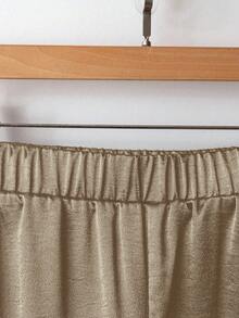 GlowEve CURVE 大码女式银色直筒宽松裤，适合聚会和通勤 - 金色 - 查看 5