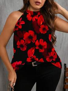 SHEIN Clasi Áo ba lỗ hở vai họa tiết hoa đi nghỉ mát cỡ lớn cho nữ - Nhiều màu - Xem 1