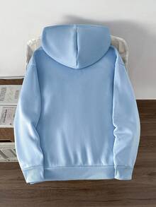 Manfinity Joysei Herren Drop-Shoulder Hoodie in Blau mit 3D-Buchstaben, weiter Schnitt und Raglanärmeln - Blau - Übersicht 3
