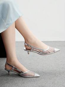 CUCCOO BIZCHIC Women's Pointed Toe High Heel Fashion Shoes, Suitable For Party, Work, Formal Occasions, Christmas, Halloween, Music Festivals, Autumn - Silver - View 2