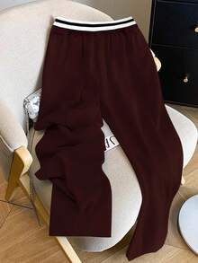 Resyla Women's Casual Loose Fit Sweatpants For Outdoor Sports And Daily Wear - Burgundy - View 2