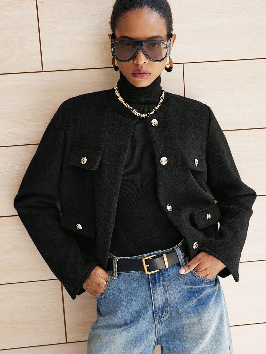 Lumivelle Halloween Women Overcoats - Black - View 1