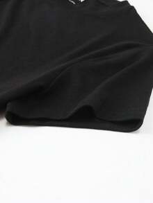 Jouncy 女式刺绣骑士图案圆领修身T恤 - 黑色 - 查看 5