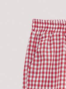 Open Phase STONE DISTRICT 男士时尚休闲双色格子宽松短裤，日常穿着，适合返校季春夏季节，复古美式风格，男女皆宜，宽松版型夏季服装 – 适合日常穿着和夏季度假穿着。 - 紅白色 - 查看 5