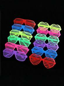 6pcs/12pcs Party Glasses Neon Colour Shutter Glasses 80s Fashion Shutter Shades Glasses Sunglasses For Costume Party Club Dance Props Fancy Dress - Multicolor - View 8