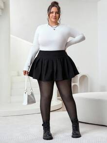 Truni Sometimesglam Plus Size Women Stirrup Leggings, Autumn/Winter Elastic Fitted Leggings, For Pear Triangle Body Shape - Black - View 7