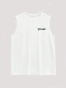 Open Phase STONE DISTRICT Men's Fashion Casual Western Cowboy Letter Print Round Neck Undershirt, Suitable For Daily, Casual And Commuting Wear Spring To Summer - White - View 2