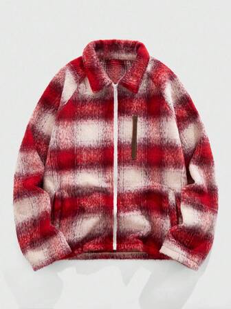 Street Life Men's Plaid Minimalist Everyday Long Sleeve Overcoat, For Fall Winter