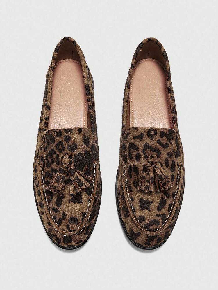 CUCCOO BIZCHIC Women's Fashion Leopard Print Tassel Comfortable Flat Loafers, Suitable For Vacation, Casual, And Daily Commute For Christmas Spring Shoes
